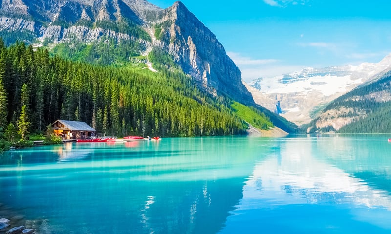 Lake Louise is a famous glacial lake in Banff National Park, Alberta, Canada.
