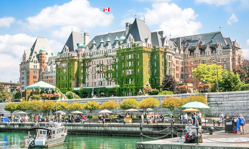 Discover the charming Inner Harbour in Victoria, British Columbia, Canada.