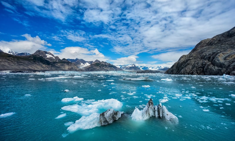 Cruise the Prince William Sound before docking in Valdez, Alaska, gateway to the Columbia Glacier.
