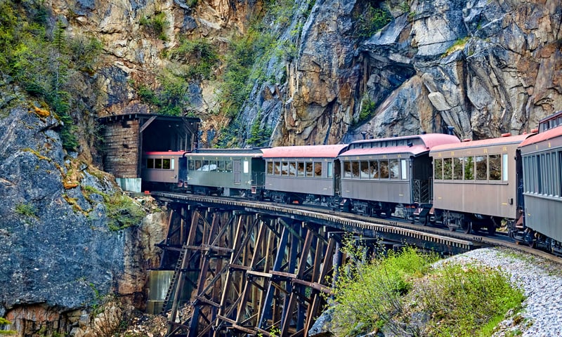 While in Skagway, ride the narrow gauge White Pass & Yukon Route Railway (charges apply).