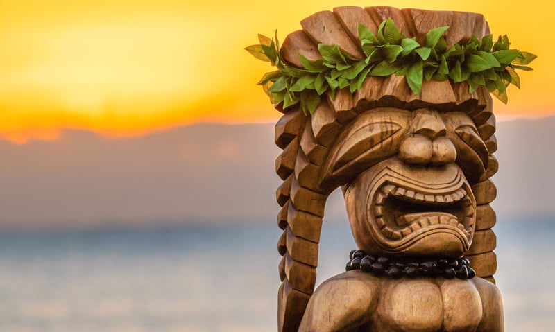 In Hawaii, "tiki" refers to traditional wooden or stone carvings  representing gods or ancesters.