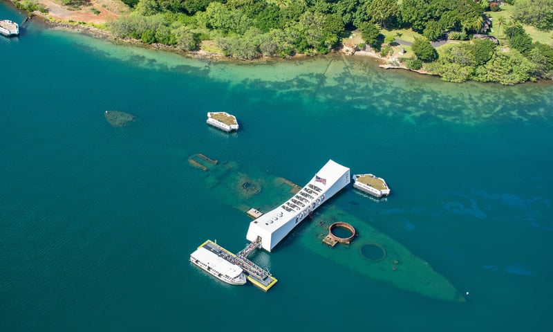 The WWII Pearl Harbor memorial is a must-see landmark during leisure time on Oahu.