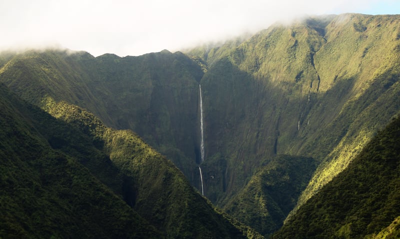 Honokohau Falls, the tallest waterfall in Maui Island, Hawaii.