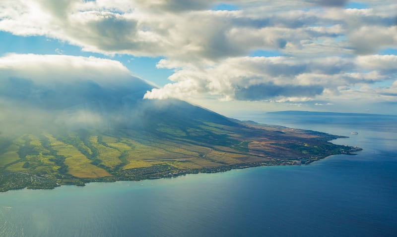 Aerial view of the island of Maui, Hawaii.