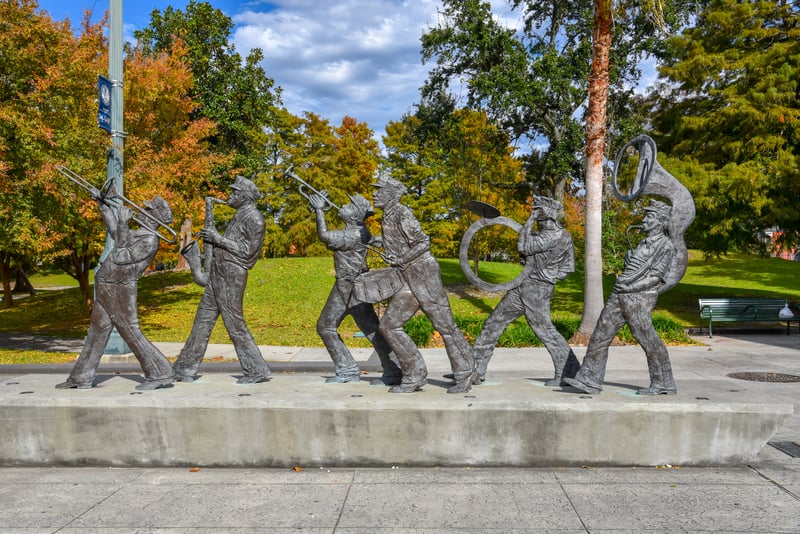 You could relax during leisure time in Louis Armstrong Park in New Orleans, Louisiana.