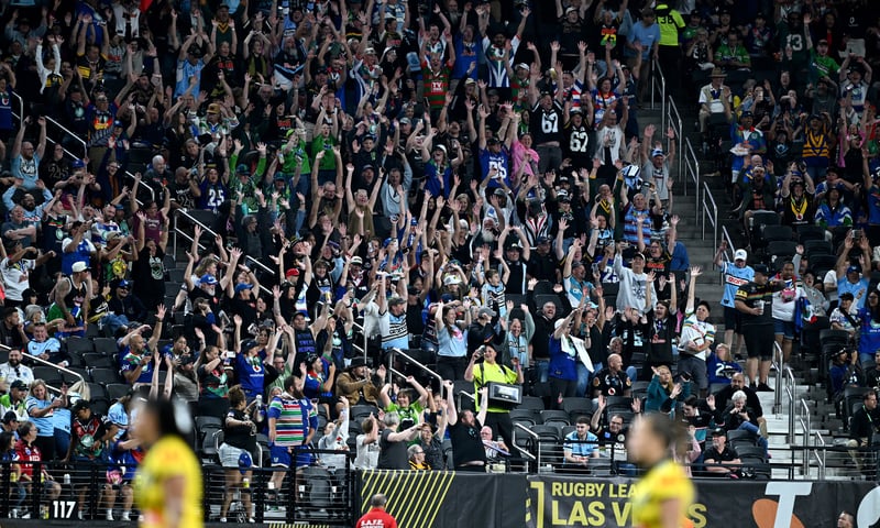 Feel the roar of the crowd at Allegiant Stadium (NRL Vegas 2025).