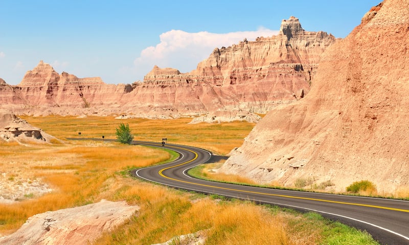 Enjoy a picnic lunch surrounded by this landscape at Badlands National Park, South Dakota.