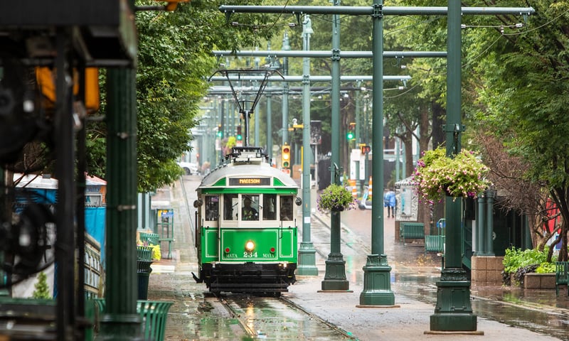 Trolleys are the best way to reach the old town in Memphis, Tennessee.