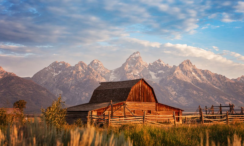 A historic barn in Grand Teton National Park, Wyoming.