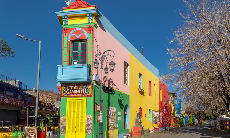 The picturesque La Boca neighbourhood in Buenos Aires, Argentina.