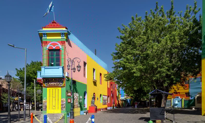 Caminito Street, named after a famous tango, in San Telmo neighbourhood, Buenos Aires, Argentina.