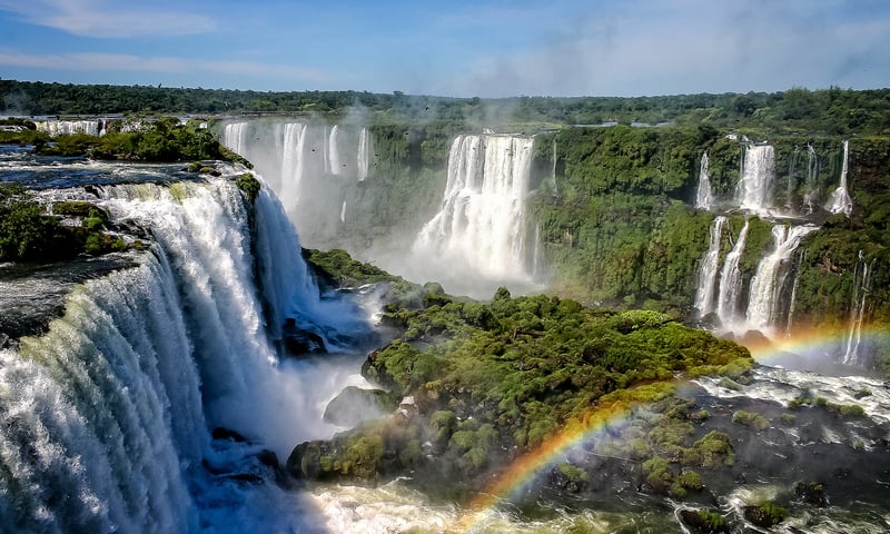 Overnight in Sao Paulo before visiting the magnificent Iguazu Falls on the Brazil-Argentina border.