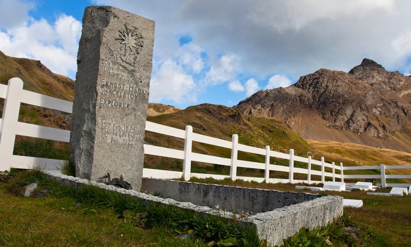 Visit South Georgia's community of Grytviken, where explorer Ernest Shackleton is laid to rest.