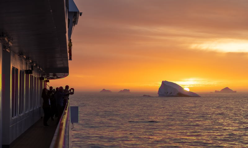 Enjoy every unforgettable Antarctic sunset on Quark Expeditions' World Voyager.