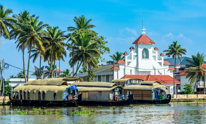 Saint Thomas Catholic Church on the Pamba River in Alleppey, Kerala, India (Itinerary 2).