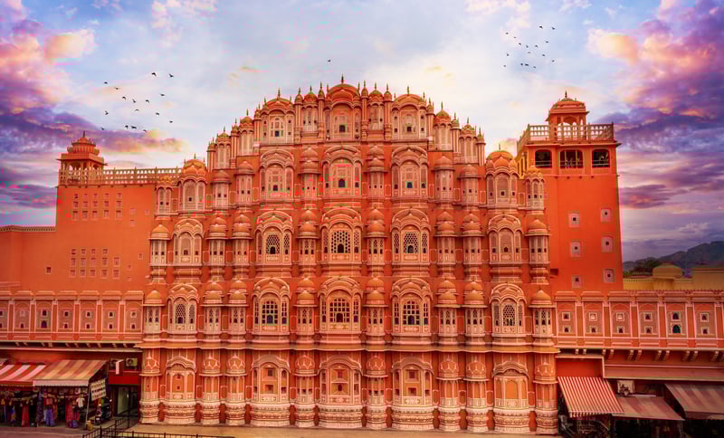 See the architectural pink magic of the Hawa Mahal in Jaipur, Itinerary 2 only.