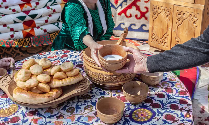 Savour a traditional meal and learn to bake bread in Kyrgyzstan.