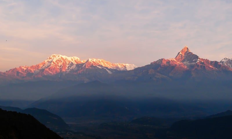 Take in sweeping scenery from Sarangkot Viewpoint near Pokhara, Nepal.