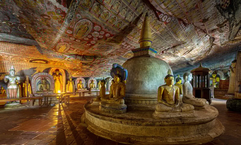 Dambulla cave temple is a World Heritage Site in Sri Lanka.