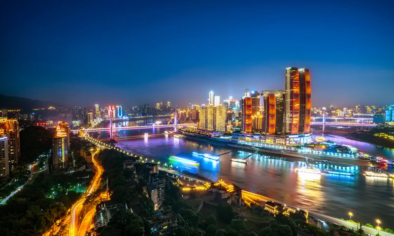 Chongqing stands at the intersection of two key rivers, the Yangtze and Jialing River.