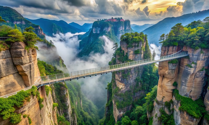 Walk down the Zhangjiajie Glass Bridge (optional activity, Itinerary 2 only).