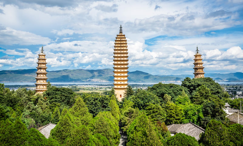 Three Pagodas of Chongsheng Temple in Dali.