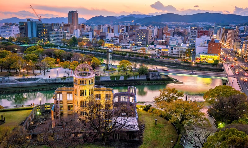 See the Atomic Bomb Dome with free time in Hiroshima, Japan.