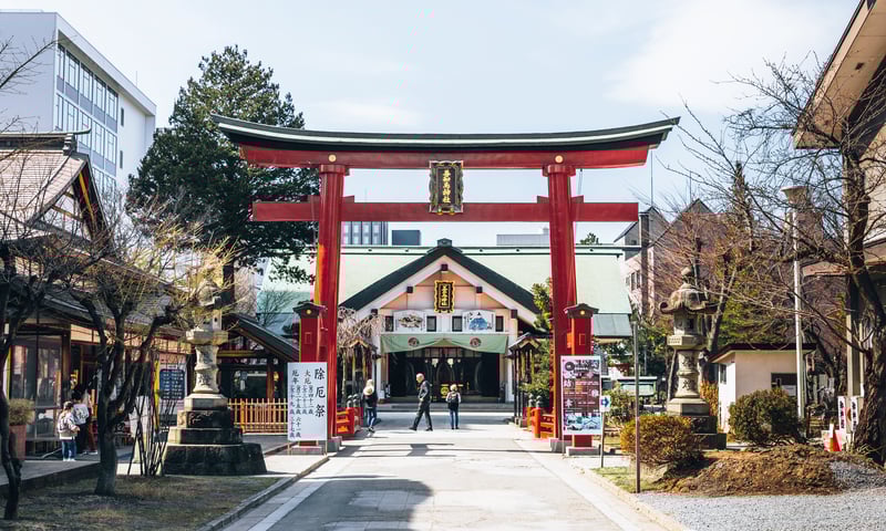A torii gate in Aomori, Japan.