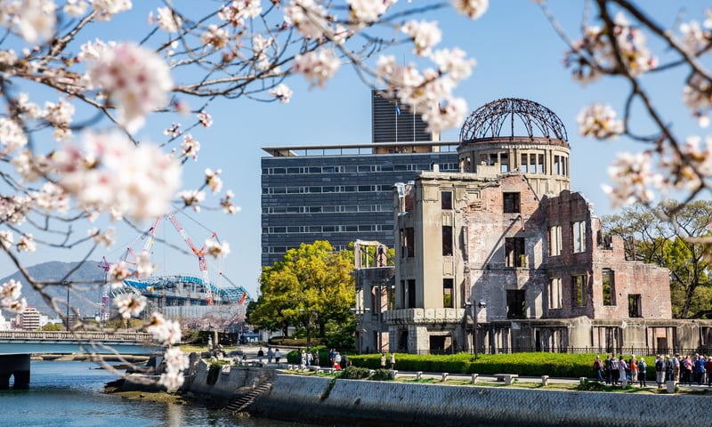 See the Peace Park and Atomic Bomb Dome in Hiroshima, Japan.