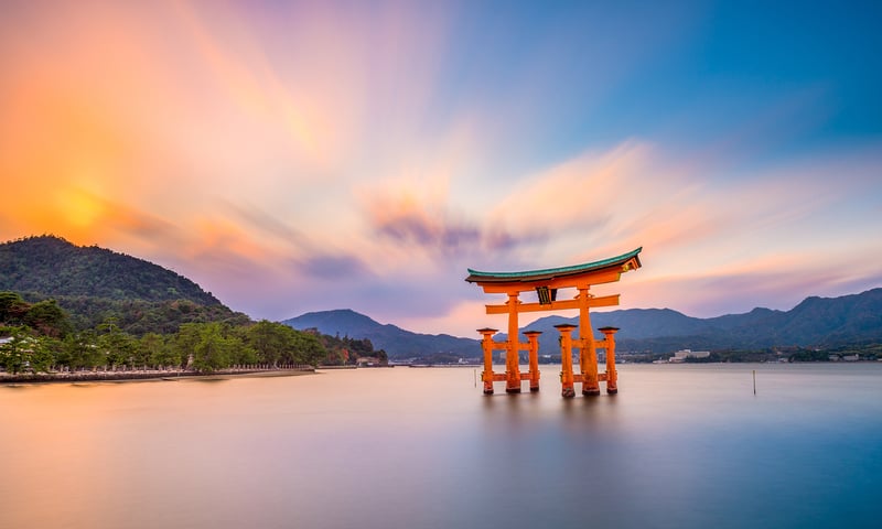 Board a boat to see beautiful Miyajima Island in Horishima.