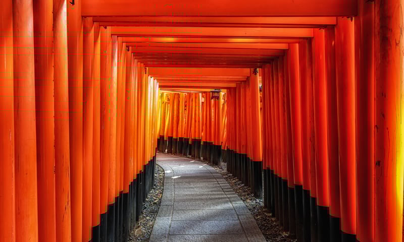 Head to Fushimi Inari Shrine in Kyoto, Japan.