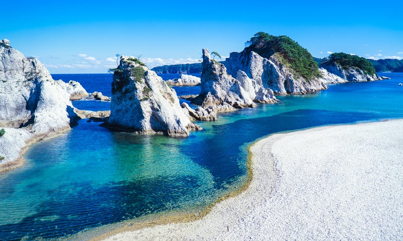 Jodogahama Beach near Miyako Bay, Iwate Prefecture, northern Japan.
