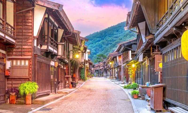 The Edo-period post town of Narai-Juku, Shiojiri City, Nagano Prefecture.