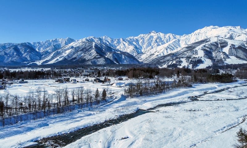 Travel through Japan's snowy landscapes.