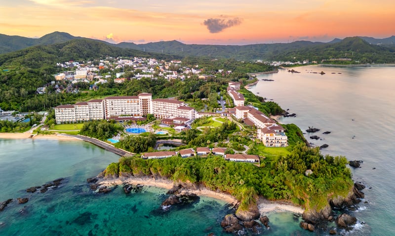 Admire the coastline of Okinawa Island, Japan.