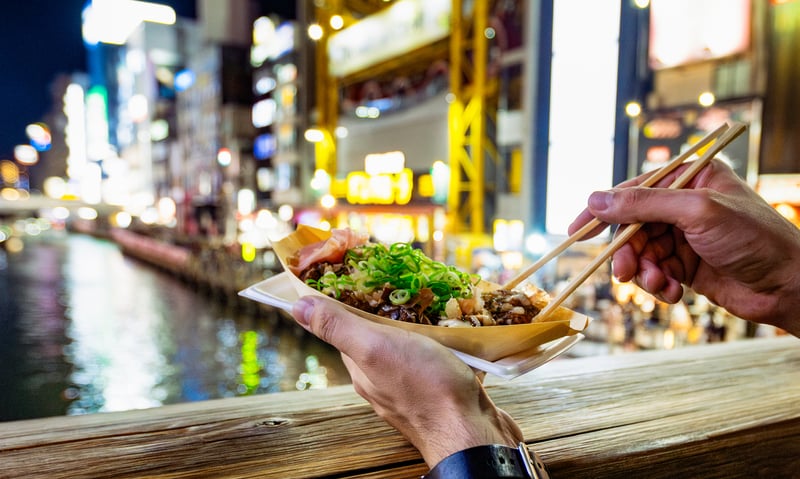 Osaka's most famous dish, Takoyaki (octopus balls).