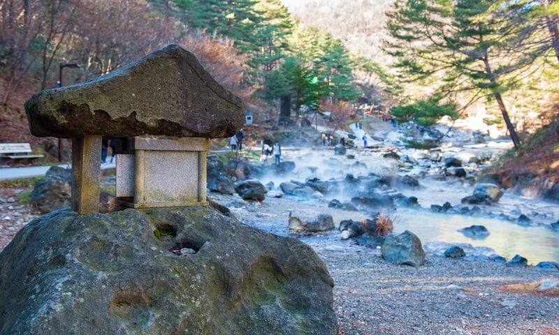 Visit the steaming rivers of Sainokawara Park during your free in Kusatsu Onsen.