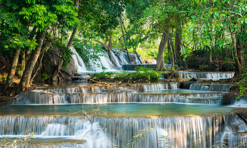 Erawan National Park is home to a magnificent seven-tiered waterfall.