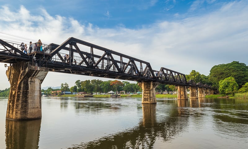 Learn the history of WWII's Burma Railway and the bridge across the River Kwai.