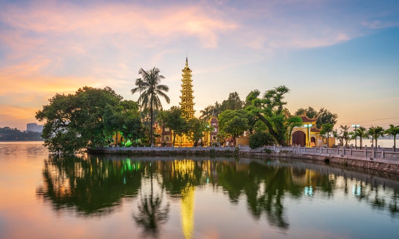 Tran Quoc Pagoda is the oldest Buddhist temple in Hanoi, Vietnam