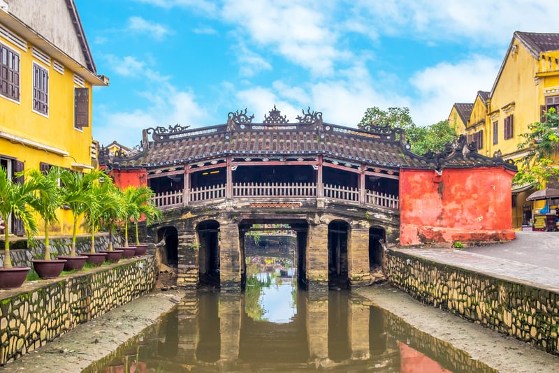 See the ancient Japanese Covered Bridge in Hoi AN, dating from the 1590s.