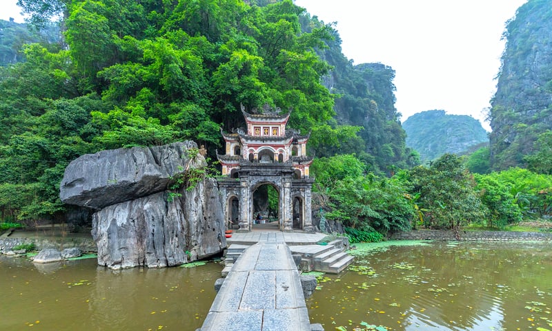 The Buddhist temple of Bich Dong Pagoda in Tam Coc, Ninh Binh Province, Vietnam.
