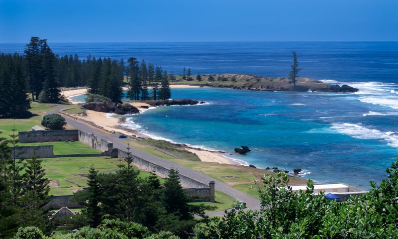 Kingston Beach, one of the many landmarks in Norfolk Island, Australia.