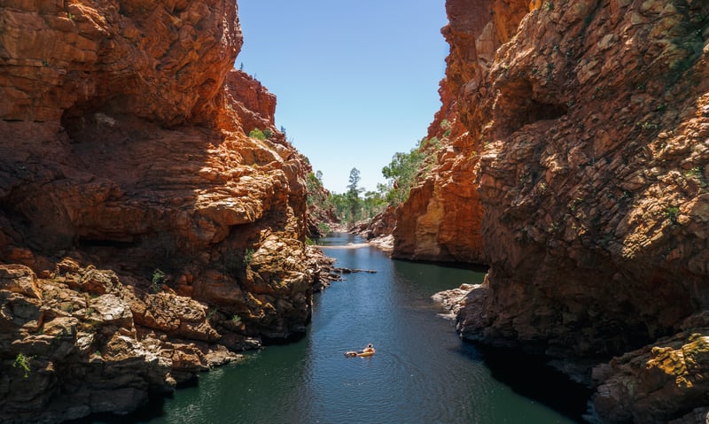 Ellery Creek Big Hole is a waterhole carved out of the rock of the West MacDonell Ranges.