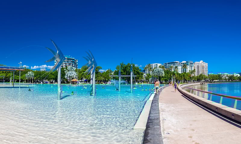 The boardwalk and lagoon in Cairns is perfect for a quick dip.