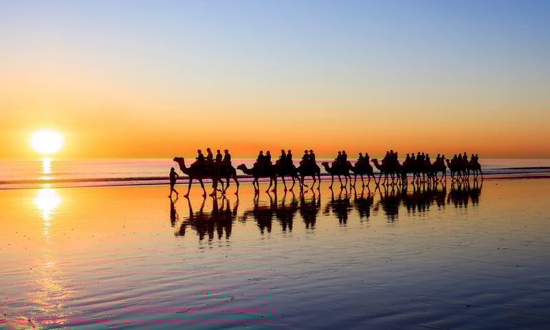 Why not take a camel ride along Cable Beach at sunset during your leisure time in Broome?