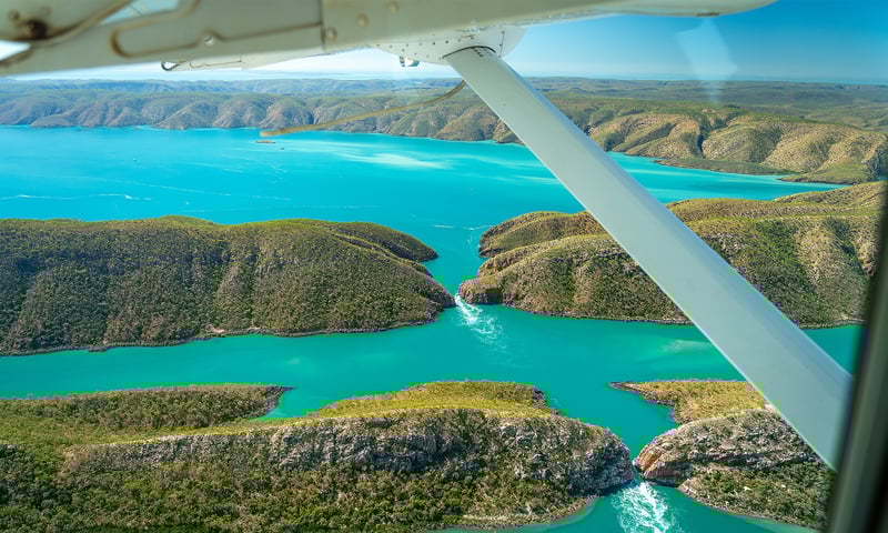 Get a bird's-eye view when you fly low over the Horizontal Falls in a seaplane.