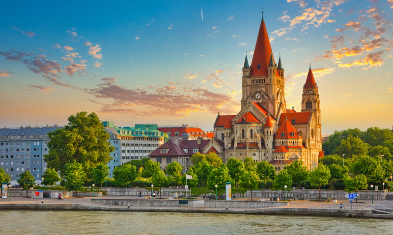 Saint Francis of Assisi Catholic Basilica in Vienna, Austria.