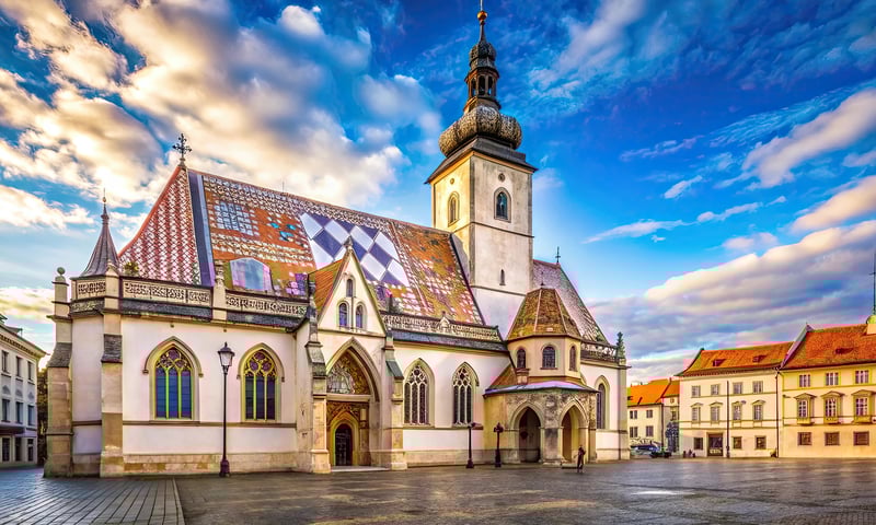 Stroll through Zagreb's historic Upper Town to see landmarks like the Church of St Mark.