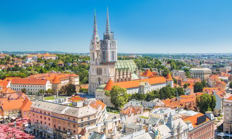 Admire the City Cathedral in Zagreb, Croatia.